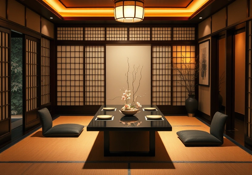 Private tatami dining room with traditional low table and shoji screens